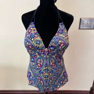 Athleta Colorful Halter Tankini Top